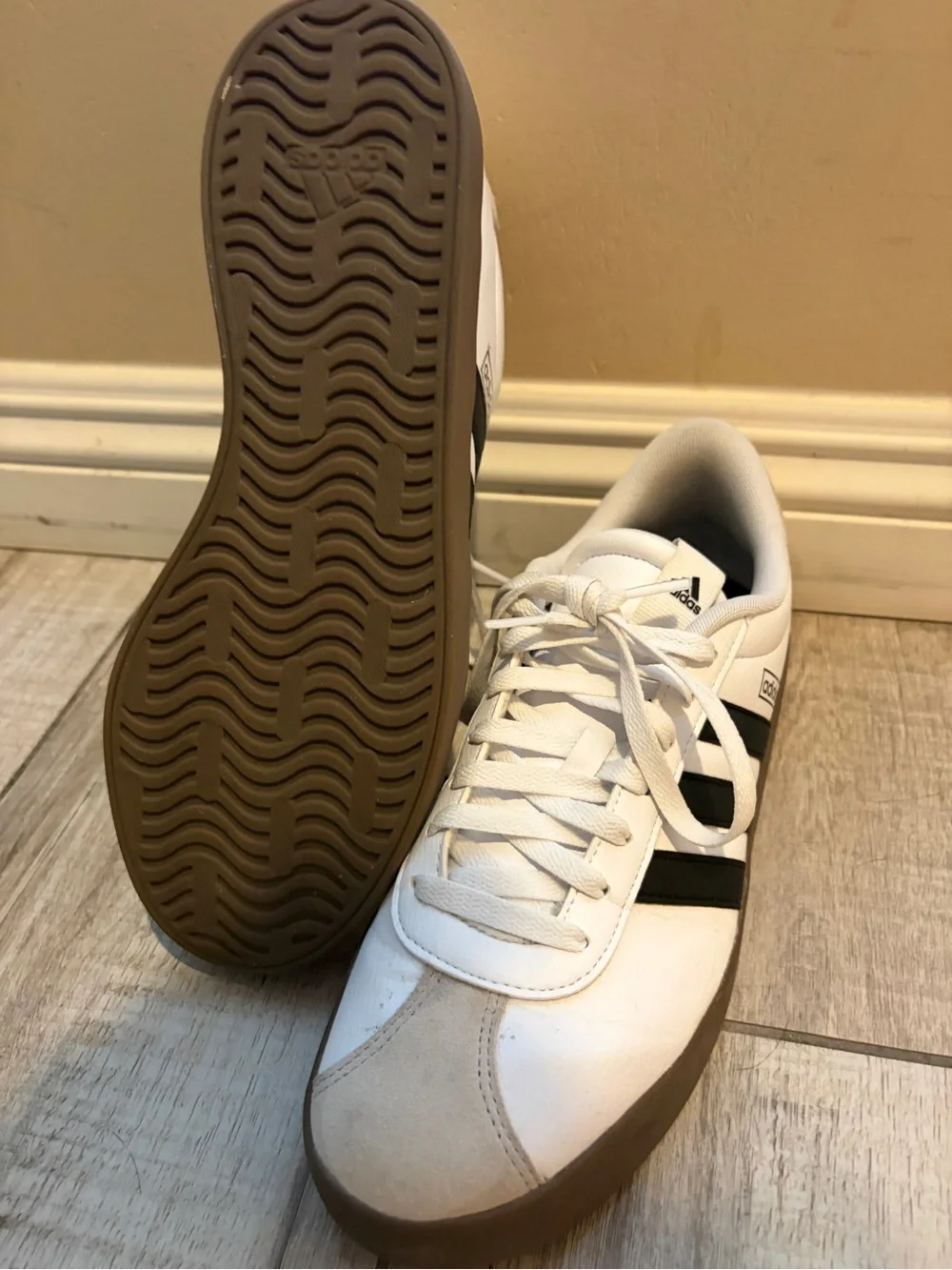 adidas Women’s VL Court 3.0 Sneaker White/Black/Grey/Gum Sole